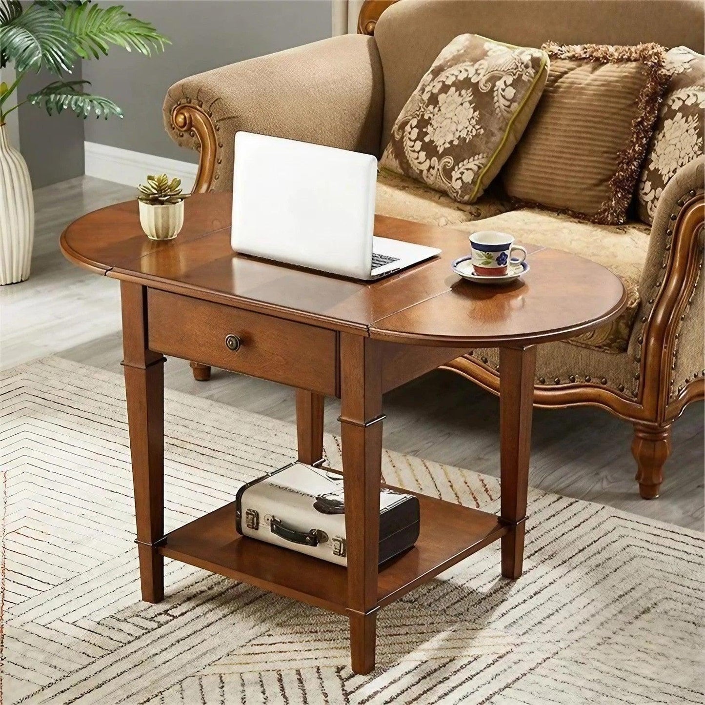 Solid Wood Foldable Sofa Side Table Living Room Telephone Table