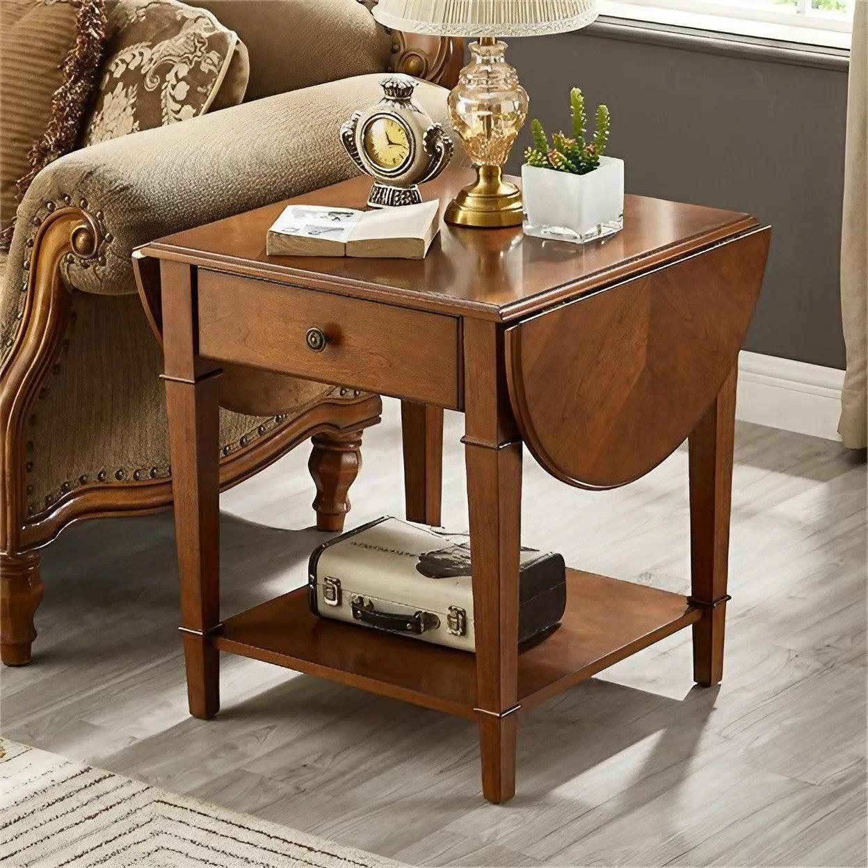 Solid Wood Foldable Sofa Side Table Living Room Telephone Table