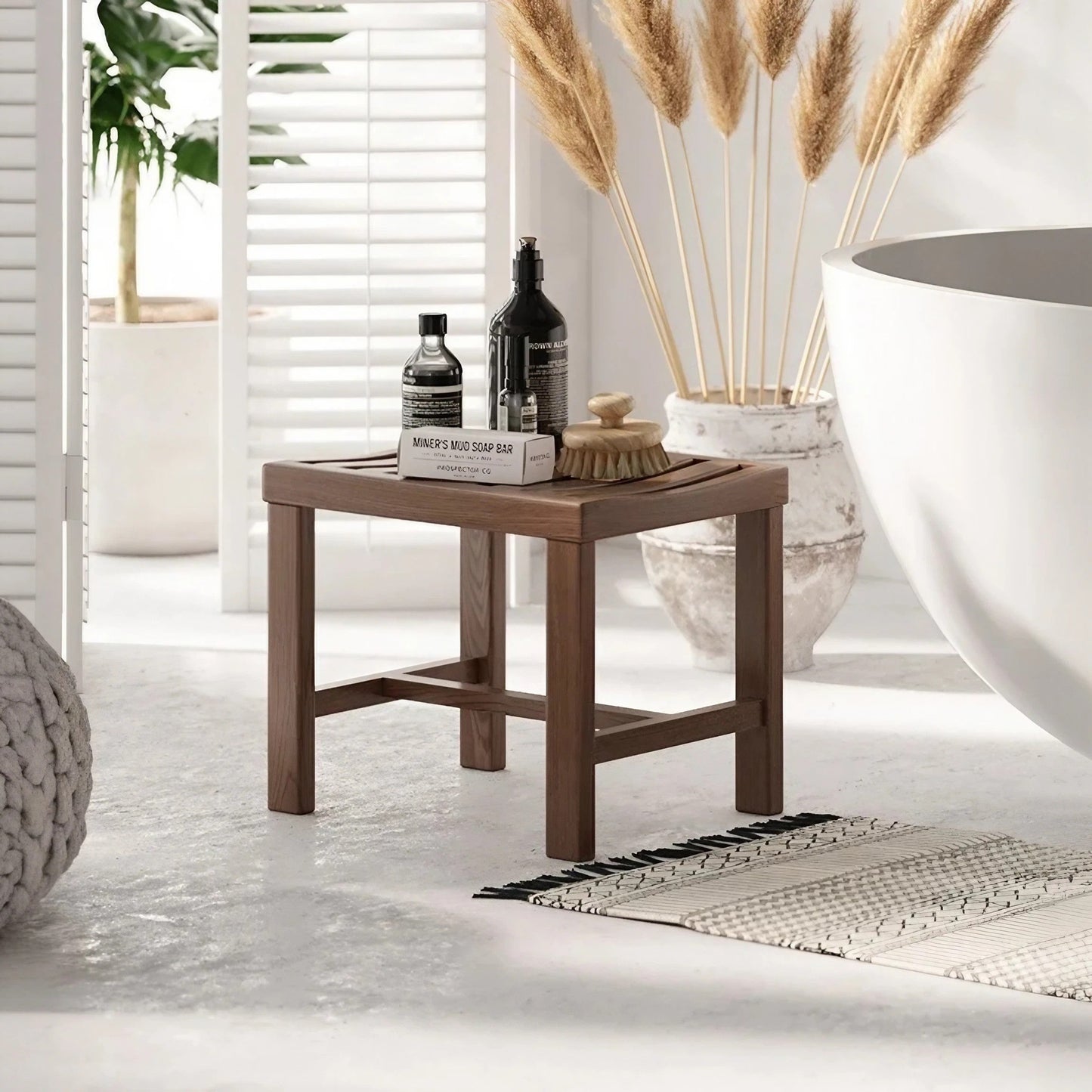 Solid Wood Waterproof And Non-Slip Bathroom Stool