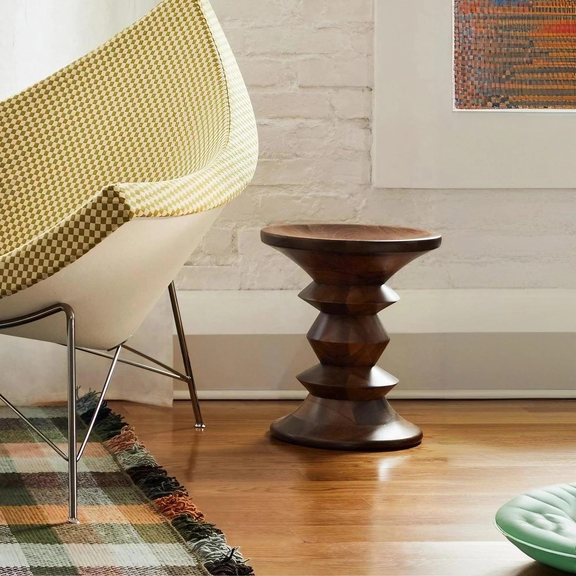 Light Luxury Solid Columns Stool Vintage, Ash Wood Handcrafted Side Ta ...