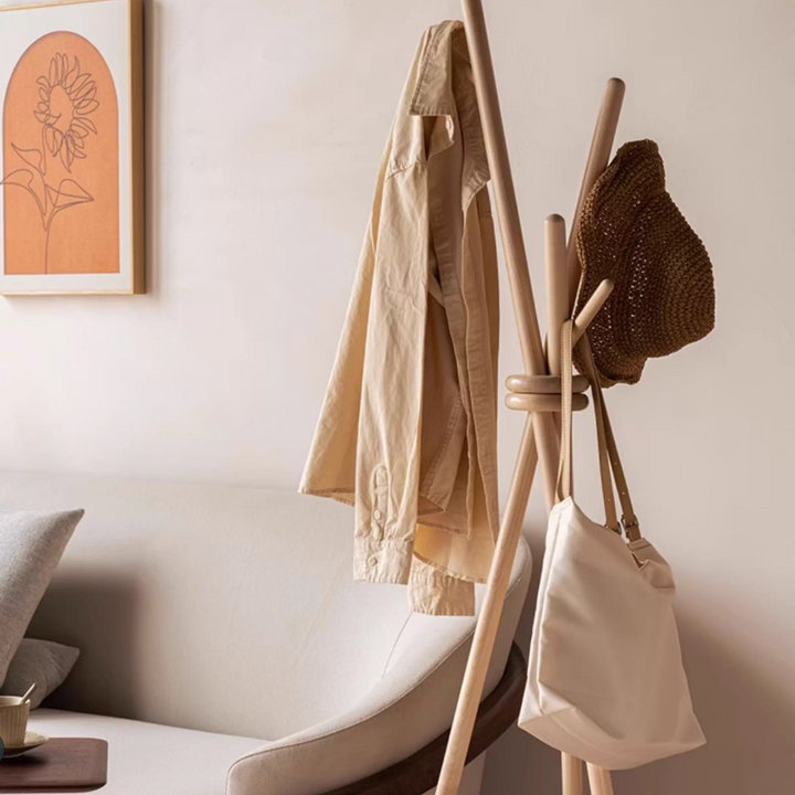 Solid Wood Floor Coat Rack, Rustic Wooden Home Storage, Entryway Stora ...
