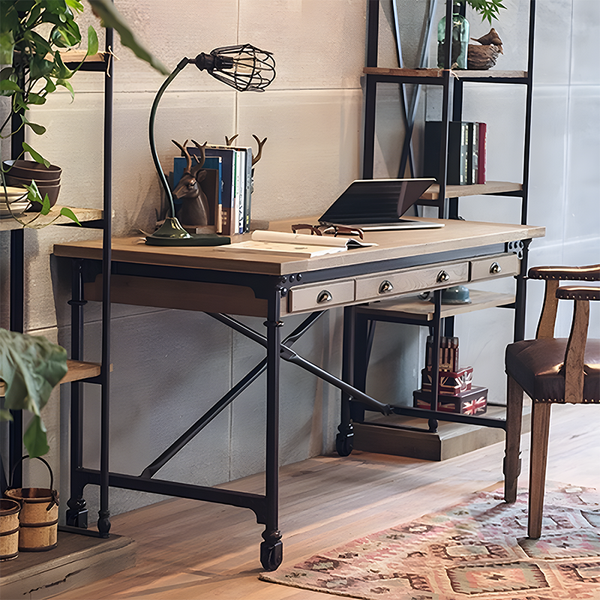 Handcrafted Solid Wood Industrial Desk – Custom Sizes, Finishes & Drawer Options
