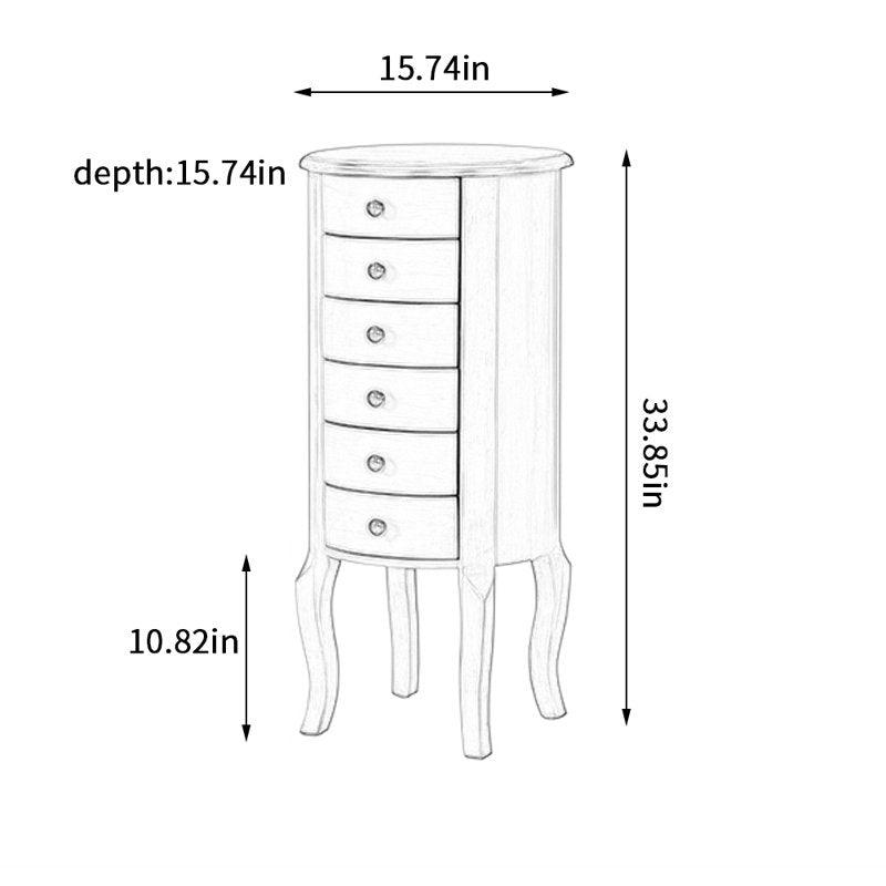 Freestanding Jewelry Armoire 6 Pull Out Storage Drawers Organizer Bedroom - Woodartdeal