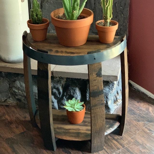 Bourbon Barrel Half End Table - Woodartdeal