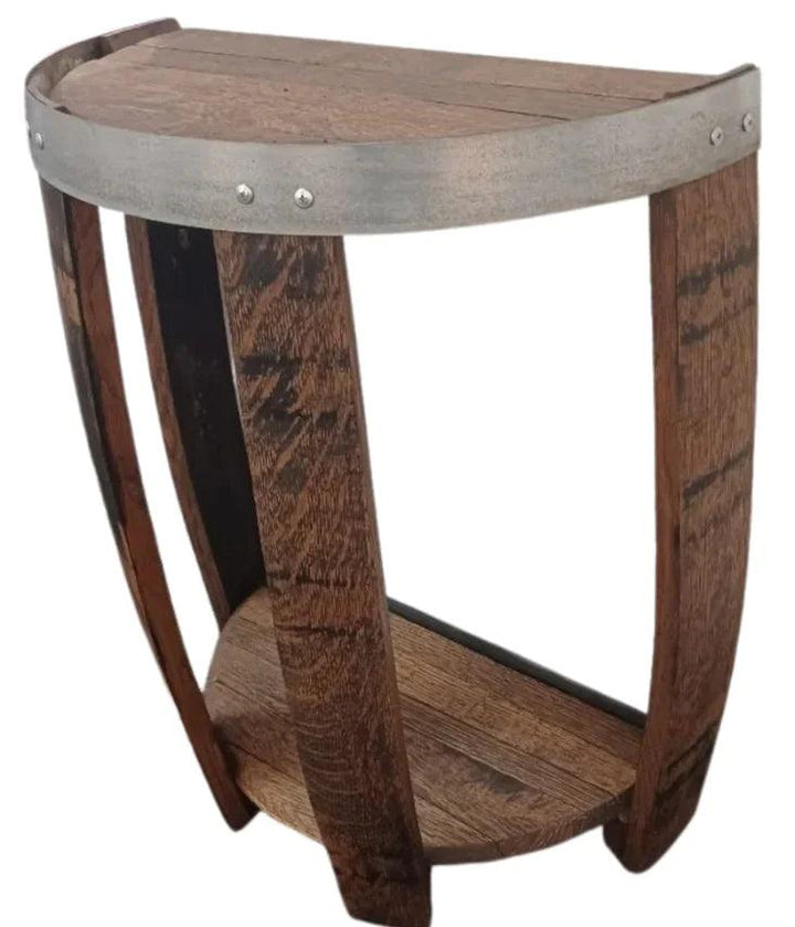 Handcrafted Bourbon Barrel Half End Table - Woodartdeal