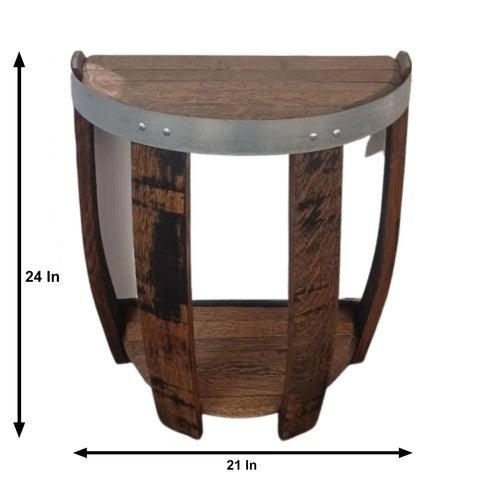 Handcrafted Bourbon Barrel Half End Table - Woodartdeal