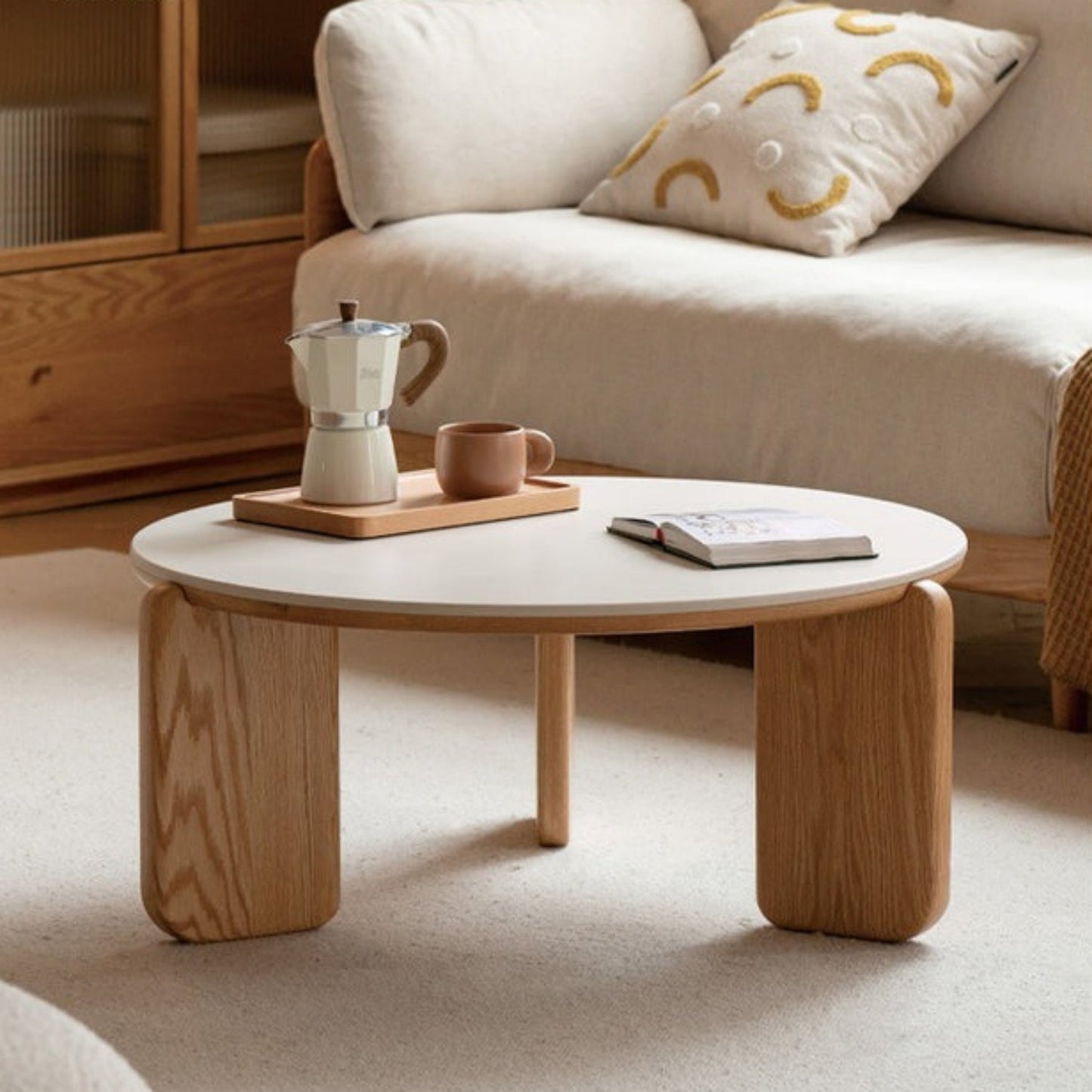 Cherry wood round coffee table, side table