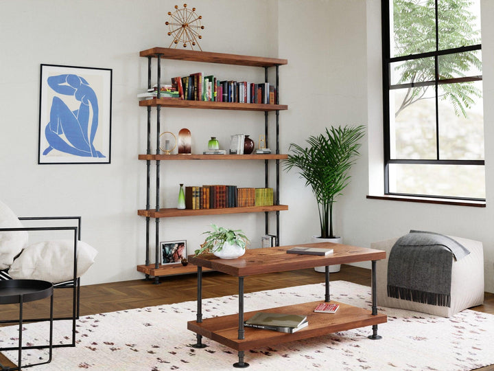 Industrial Pipe and Wood Coffee Table - Woodartdeal