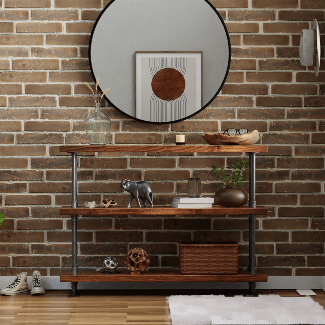 Industrial Style Bookcase, Steel and wood bookcase - 11" Depth - Woodartdeal