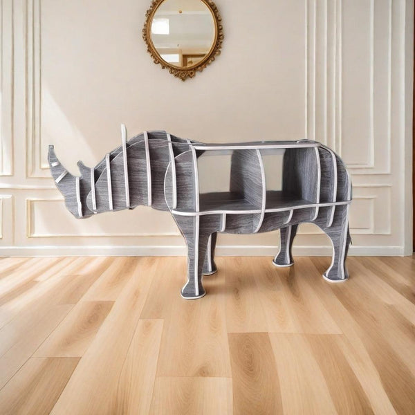 Customized Wooden Bookshelves Rhino Animal Shape