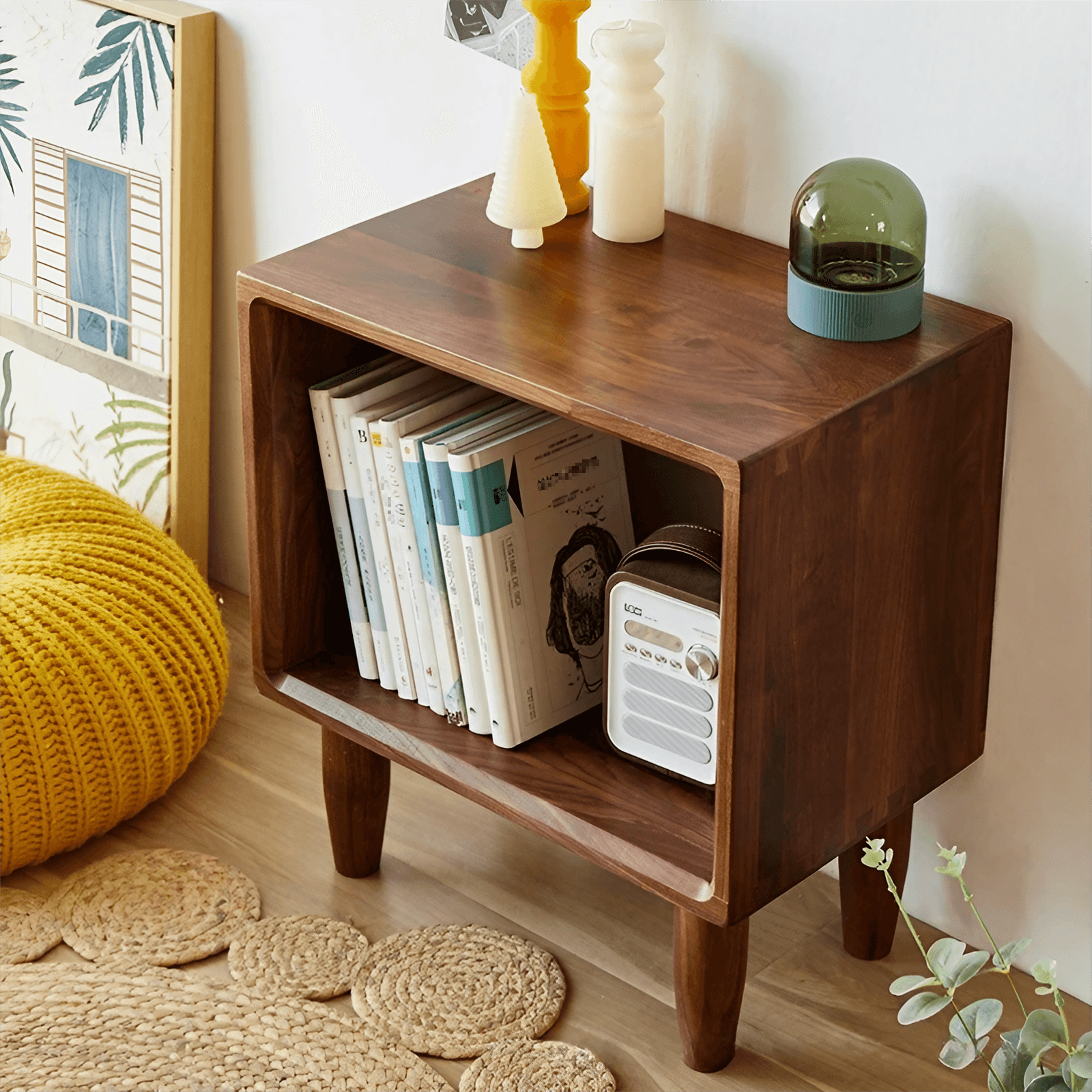 Solid Wood Modular Single Box Bookcase with Four Legs Open Storage She ...