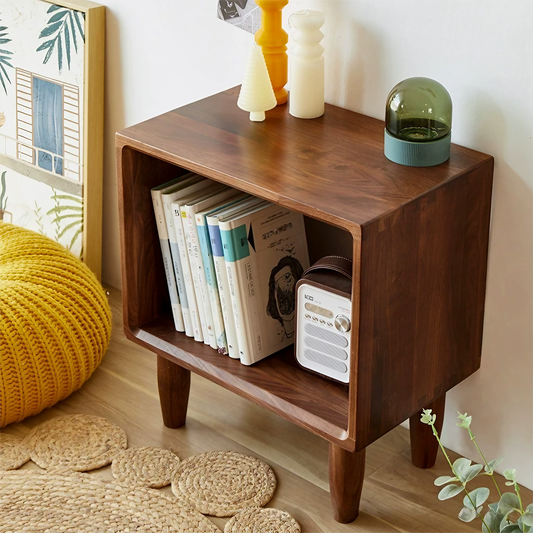 Solid Wood Modular Single Box Bookcase with Four Legs Open Storage Shelving Bedroom Nightstand