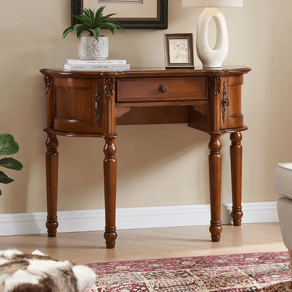 Semicircular Porch Cabinet All Solid Wood Entrance Hall Corridor Porch Table