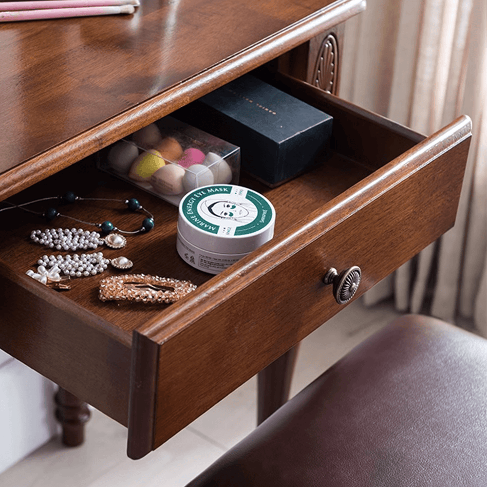 Traditional Vintage Oak Dressing Table with One Drawer, Mid Century Oak Desk, Retro Sheraton Style Design, Desk