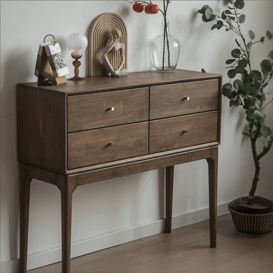 Solid Wood Entryway Cabinet with 4 Drawers Modern Simple Narrow Table