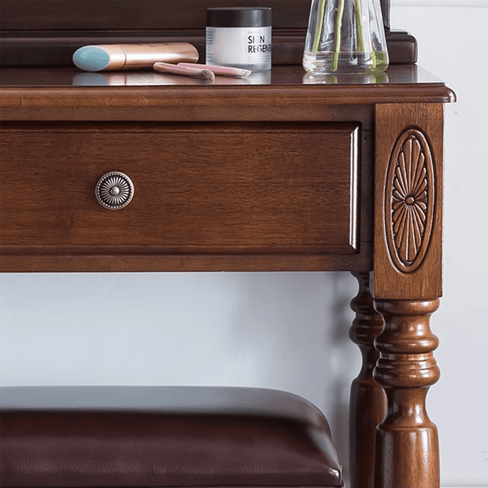 Oak Wood Desk & Stool Set – 30