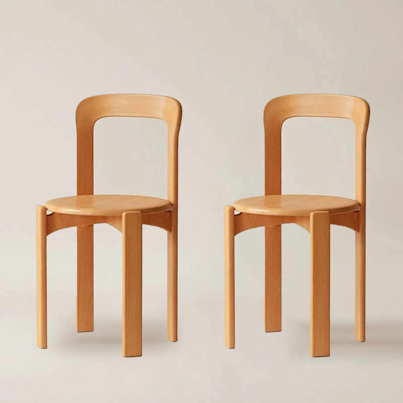 Set of 2 stackable wooden dining chairs