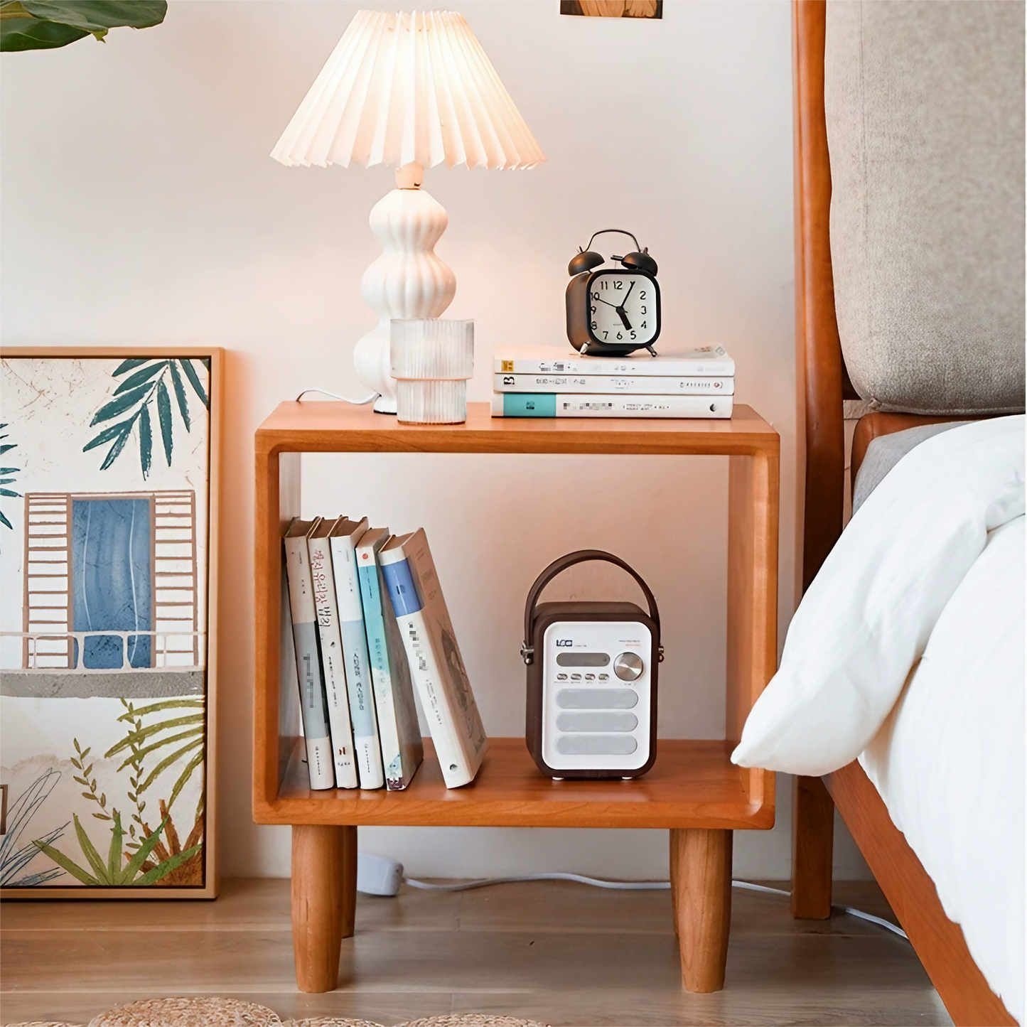 Solid Wood Modular Single Box Bookcase with Four Legs Open Storage Shelving Bedroom Nightstand