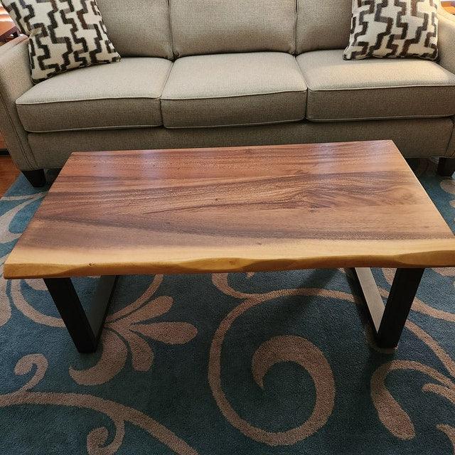 Live Edge Coffee Table, Live Edge Farmhouse Rustic Hand Made Custom, U Shape Metal Legs - Woodartdeal