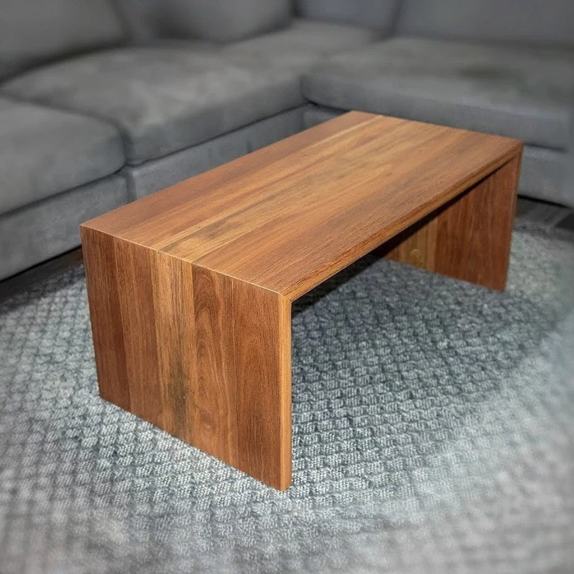 Modern Waterfall Coffee Table, Minimalist Coffee Table, Black Walnut