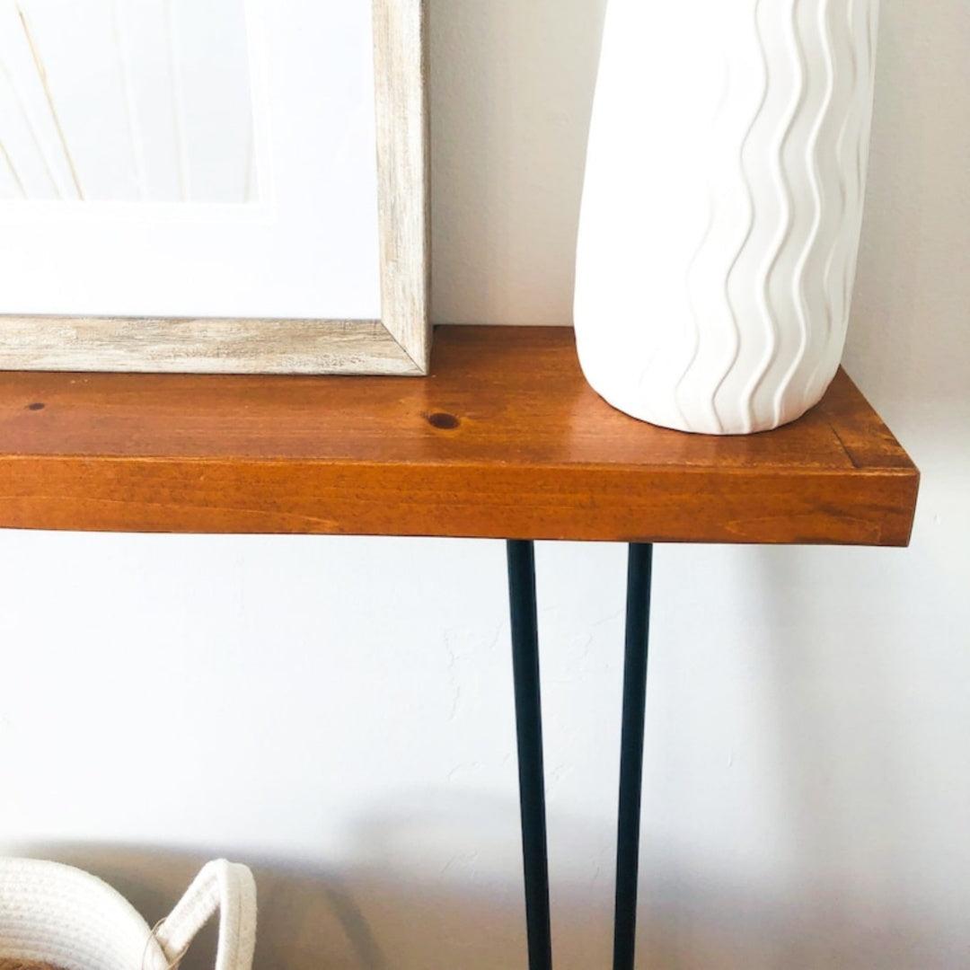 Narrow Console Table - Handmade, Made Of Solid Real Wood With Hairpin Legs - Woodartdeal