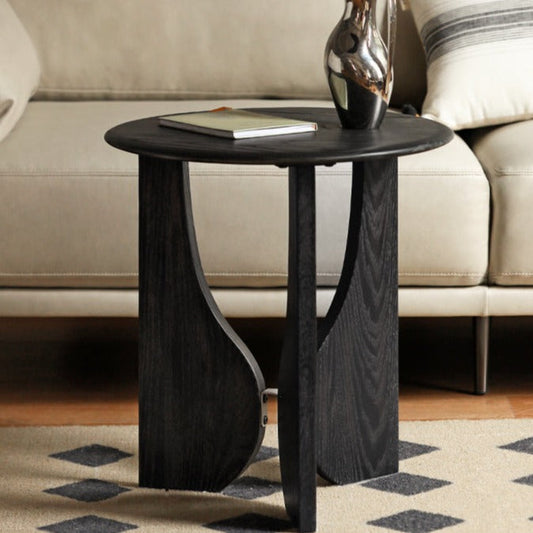 Oak Curved Leg Accent Table