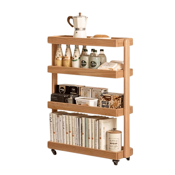 Slender Oak Wood Storage Cart