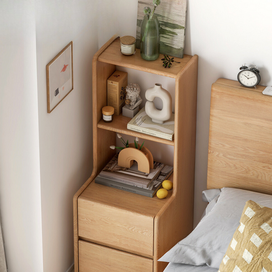 Oak solid wood multifunctional high section nightstand