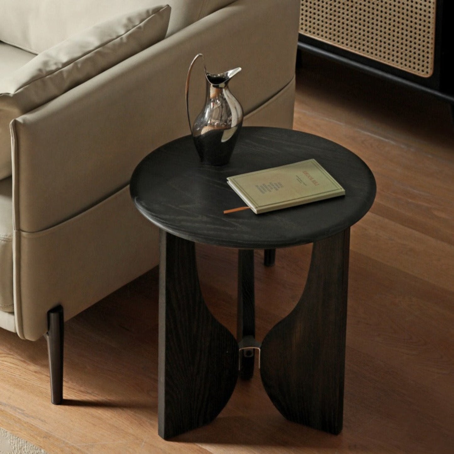 Oak Curved Leg Accent Table