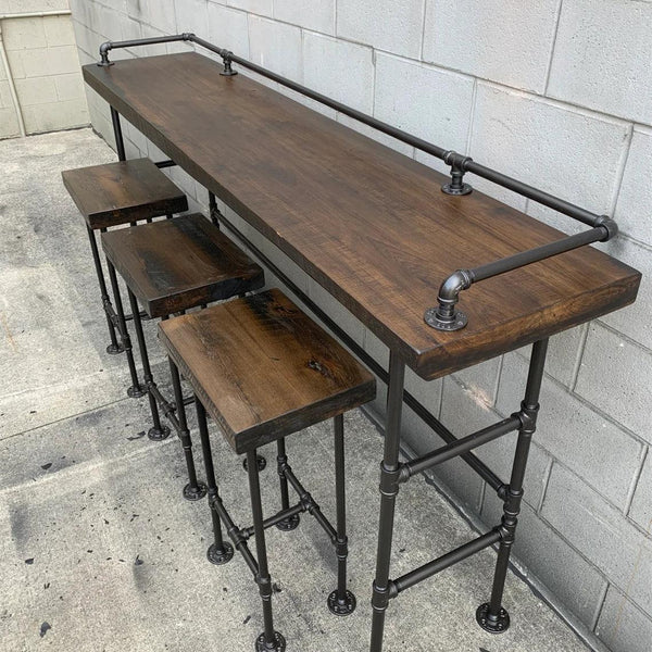 Sofa Bar Table, Industrial Pub Table- Wood thickness: 2" - Woodartdeal