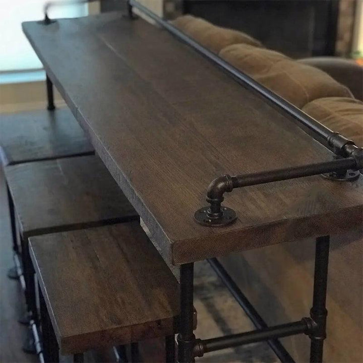 Sofa Bar Table, Industrial Pub Table- Wood thickness: 2" - Woodartdeal