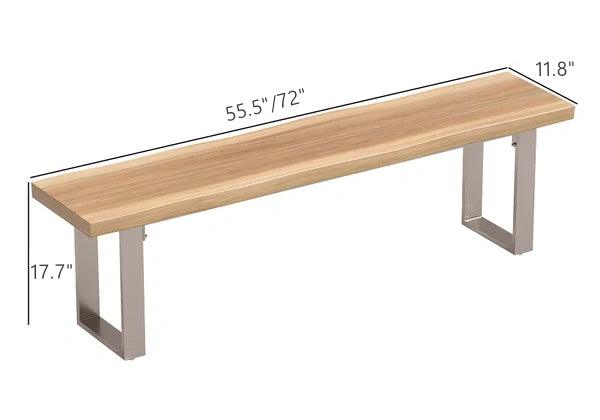 Rustic Live Edge Dining Bench for 3 Person Solid Wood in Natural Sled Base - Woodartdeal