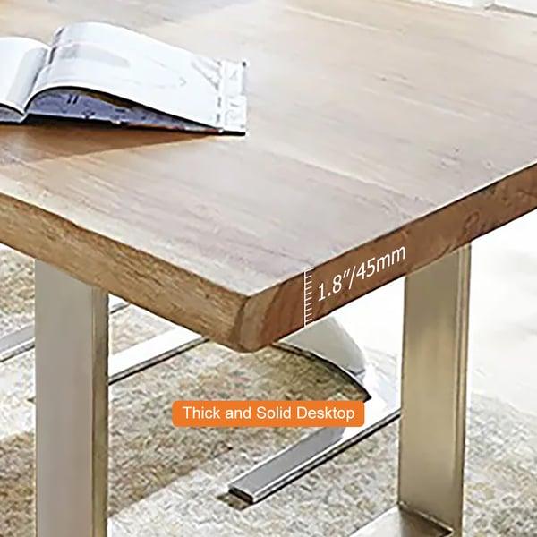 Rustic Live Edge Dining Table for 6 Person Wooden Tabletop Sled Base - Woodartdeal