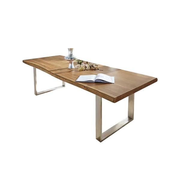 Rustic Live Edge Dining Table for 6 Person Wooden Tabletop Sled Base - Woodartdeal