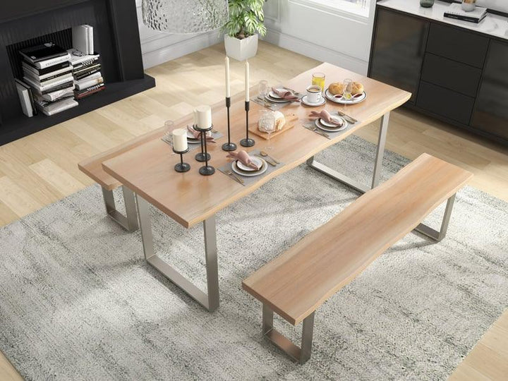 Rustic Live Edge Dining Table for 6 Person Wooden Tabletop Sled Base - Woodartdeal