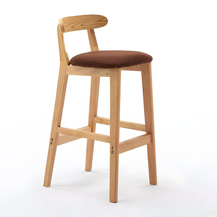 Solid Wood Bar And Counter Stool Linen Cushion with Back Wood Frame - Woodartdeal