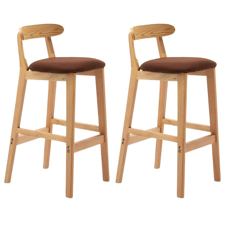 Solid Wood Bar And Counter Stool Linen Cushion with Back Wood Frame - Woodartdeal