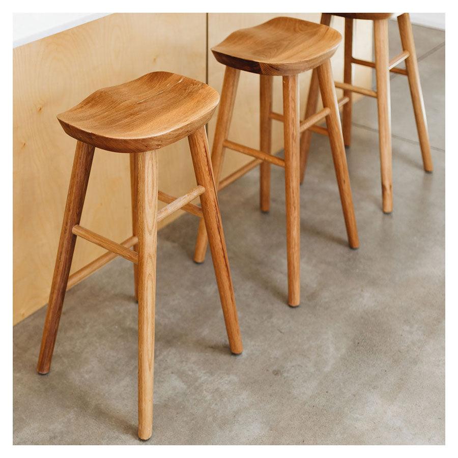 Solid Wood Curved Bar Stool - Woodartdeal