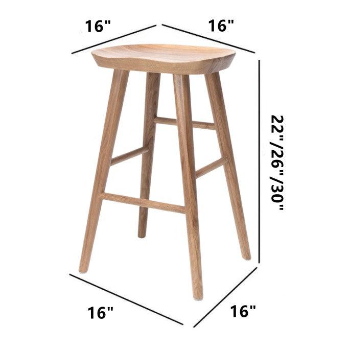 Solid Wood Curved Bar Stool - Woodartdeal