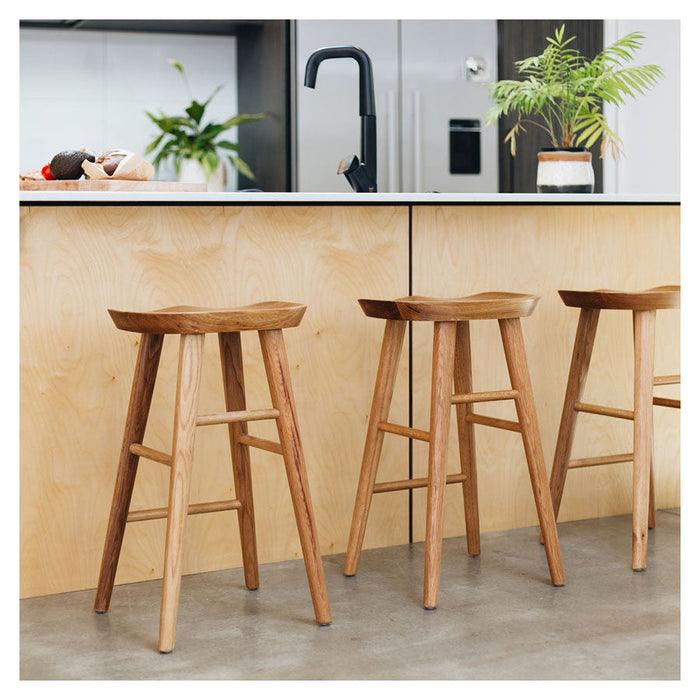 Solid Wood Curved Bar Stool - Woodartdeal