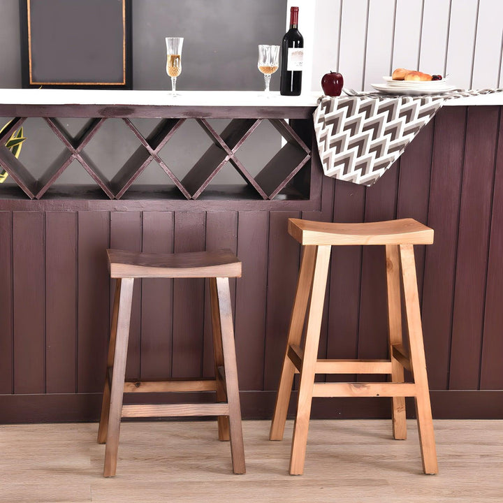 Solid Wood Saddle Seat Kitchen Counter Stool And Bar Stool - Woodartdeal