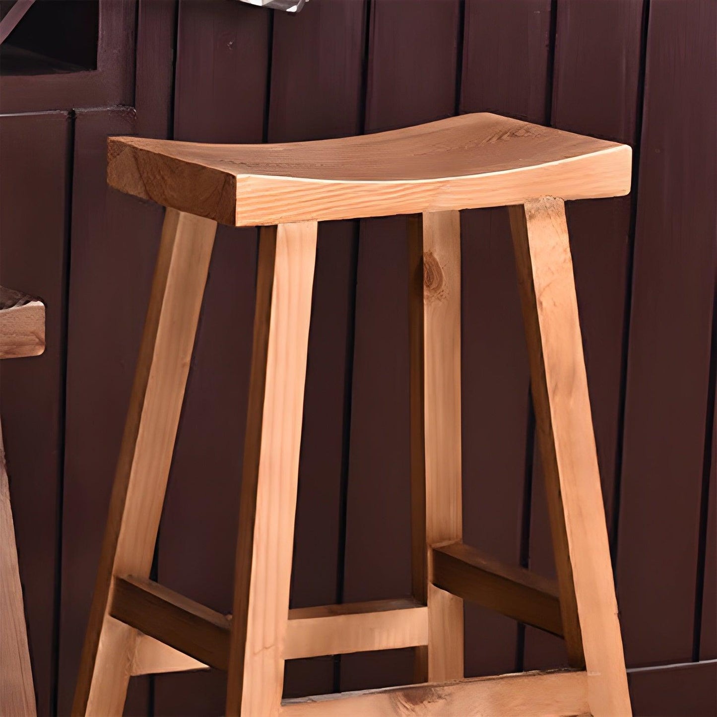 Solid Wood Saddle Seat Kitchen Counter Stool And Bar Stool - Woodartdeal