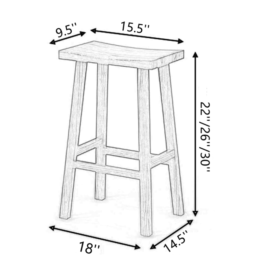 Solid Wood Saddle Seat Kitchen Counter Stool And Bar Stool - Woodartdeal