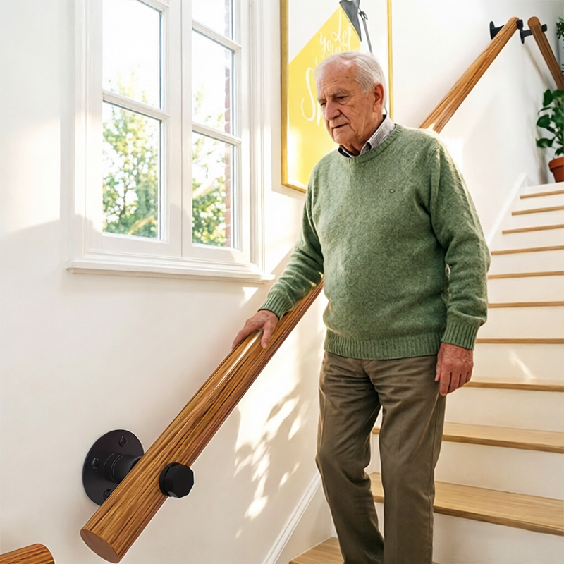 Stairs Handrails For Wall Solid Wood Stair Handrail – Wall Mounted Handrail with Seamless Connec ...