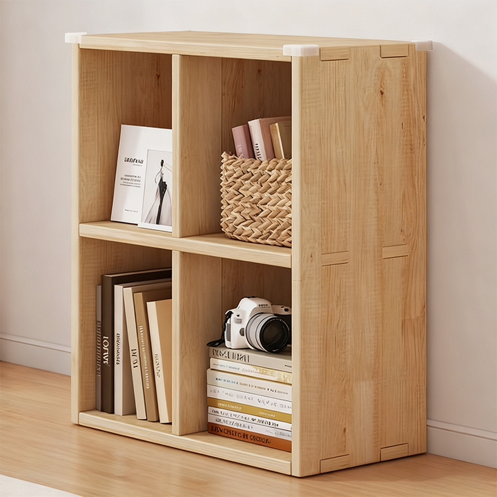 Solid Wood Mortise And Tenon Bookshelf Multi Compartment Storage Rack ...