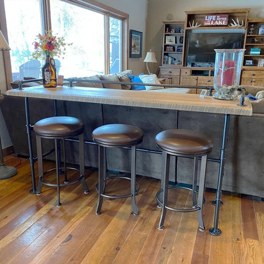 Factory Style Sofa Bar Table, Industrial Grade Black Pipe