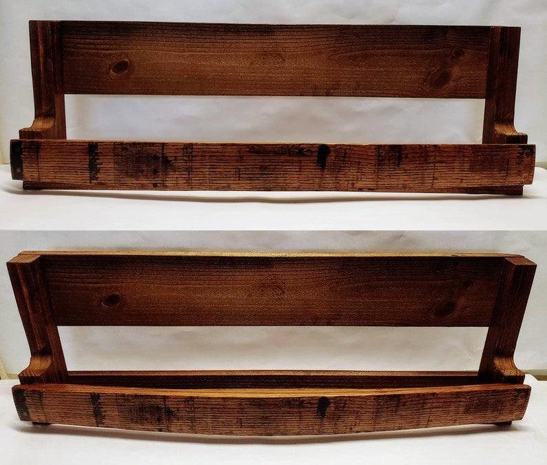 Whiskey barrel stave shelf, liquor display shelf, Set of 2 - Woodartdeal