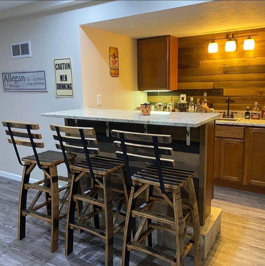 Whiskey Bourbon Barrel Stave Bar Stools