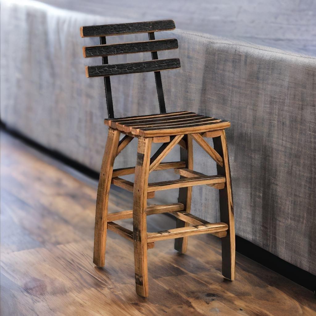 Whiskey barrel bar stools with backs hot sale