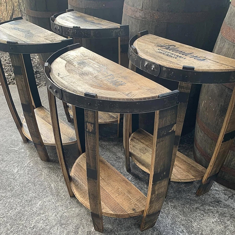 Rustic Charm — Handmade Half Whiskey Barrel End Table